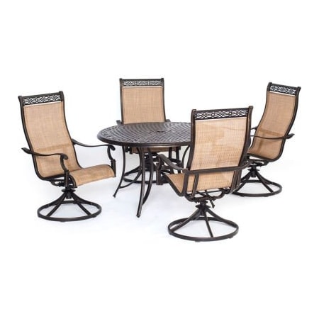 Almo Fulfillment Services Hanover Manor 5 Piece Outdoor Dining Set w/ 4 Swivel Rockers MANDN5PCSW-4